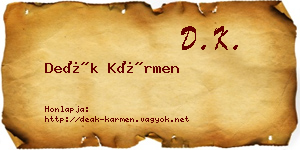 Deák Kármen névjegykártya